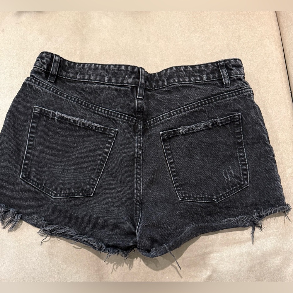 ZARA Black‎ Distressed Denim Shorts Size 10 - Picture 2 of 5